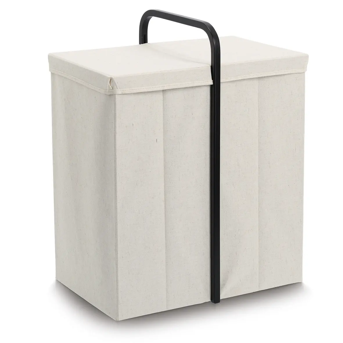 Zeller Wäschesammler Polyester/Bambus creme/schwarz