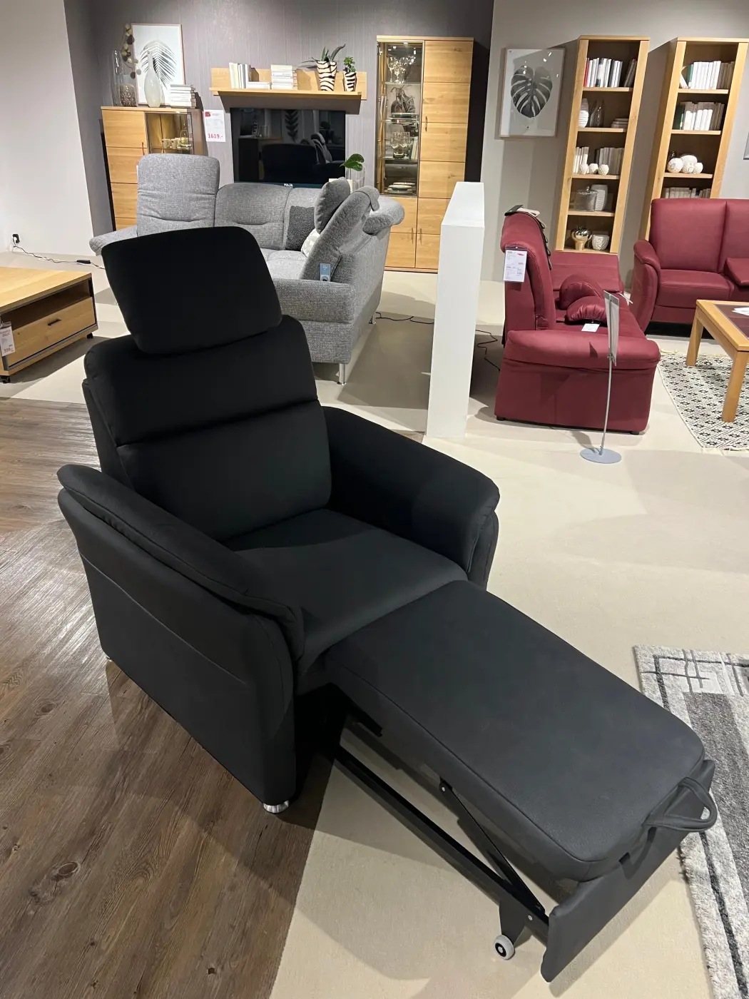 Zehdenick  Sessel  mit ausziehbarem Hocker ZE-EM15059 anthrazit ca. 98 cm