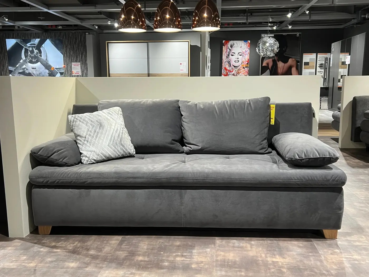 JOB  Funktionssofa Nico grau ca. 204 cm breit 