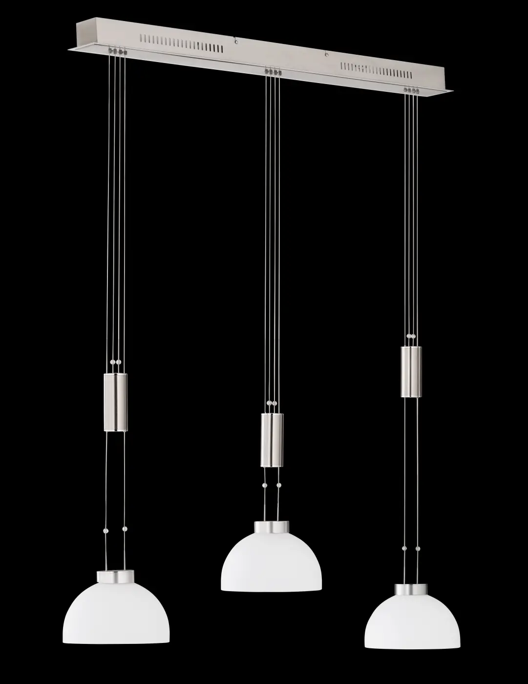 Fischer & Honsel  Pendelleuchte SHINE_LED Nickel matt & Chrom, Milchglas – Länge ca. 96 cm