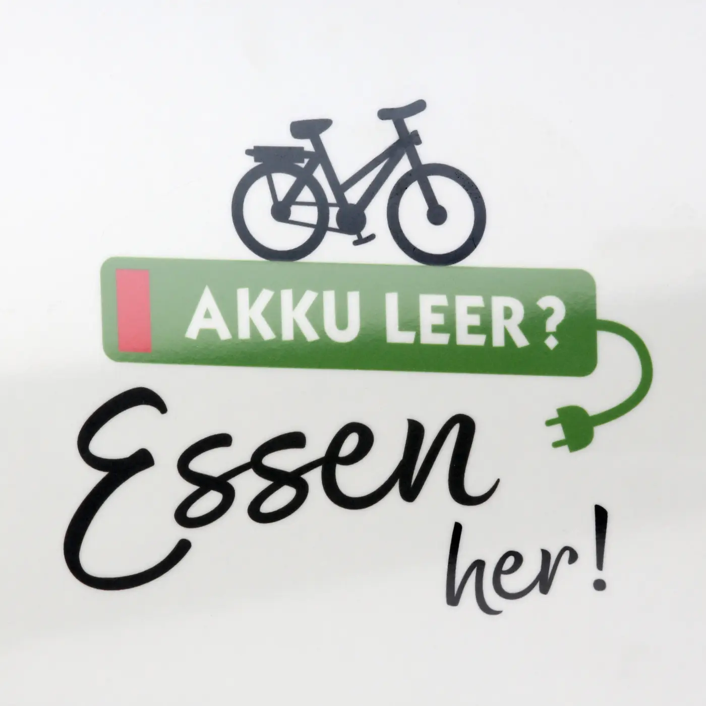 Gilde Handwerk Brettchen "Fahrradliebe" "Akku leer? Essen her!"