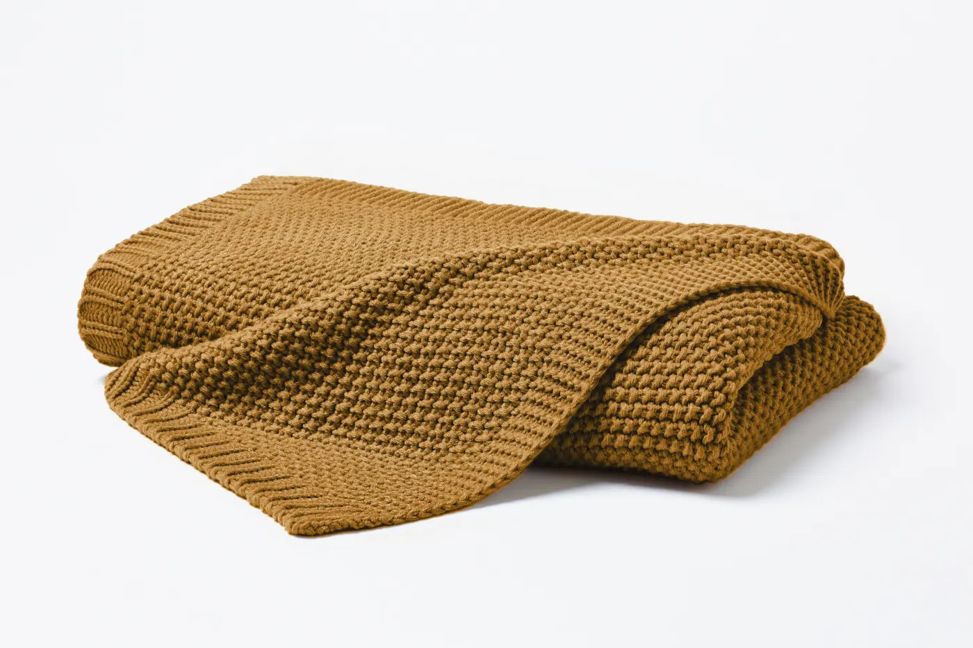 Hahn Strickdecke 130 x 170 cm Uni senf