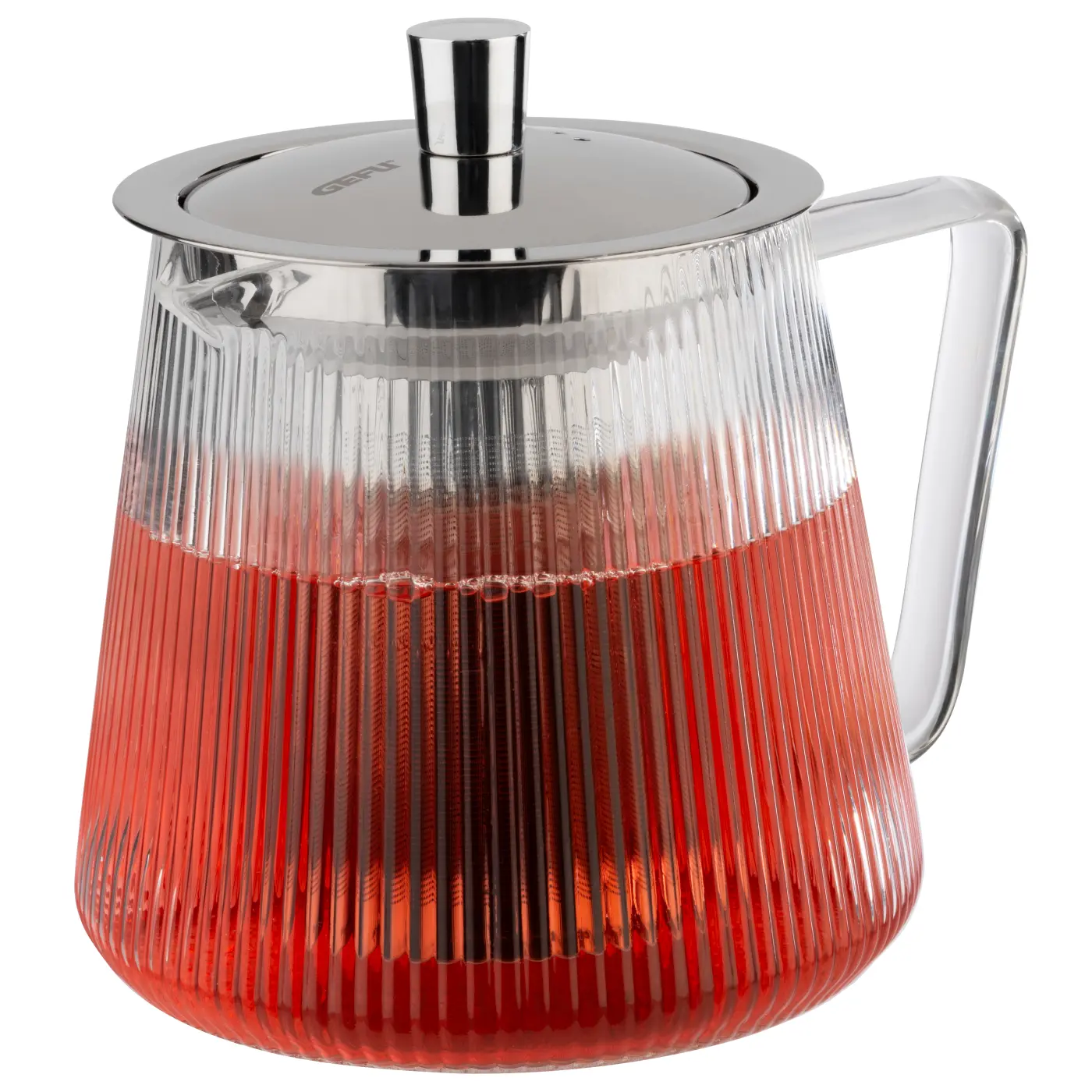 GEFU Teekanne INFUSA 800 ml silber/transparent Borosilikatglas|hochwertiger Edelstahl|