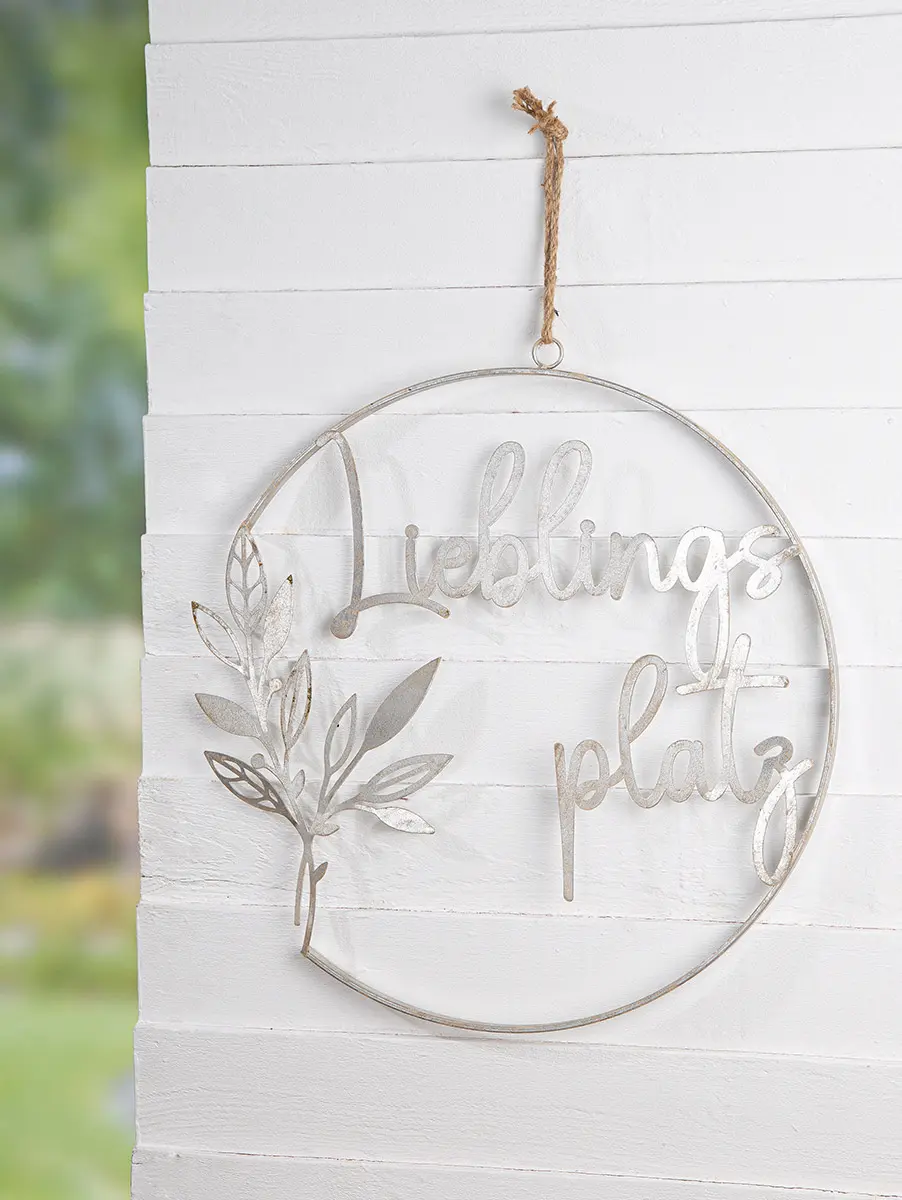 Gilde Hänger "Lieblingsplatz" mit Blumenmotiv Metall silberfarben