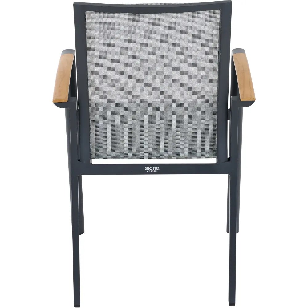 Siena Garden Dining Sessel Velia schwarz/grau mit Teakeinleger
