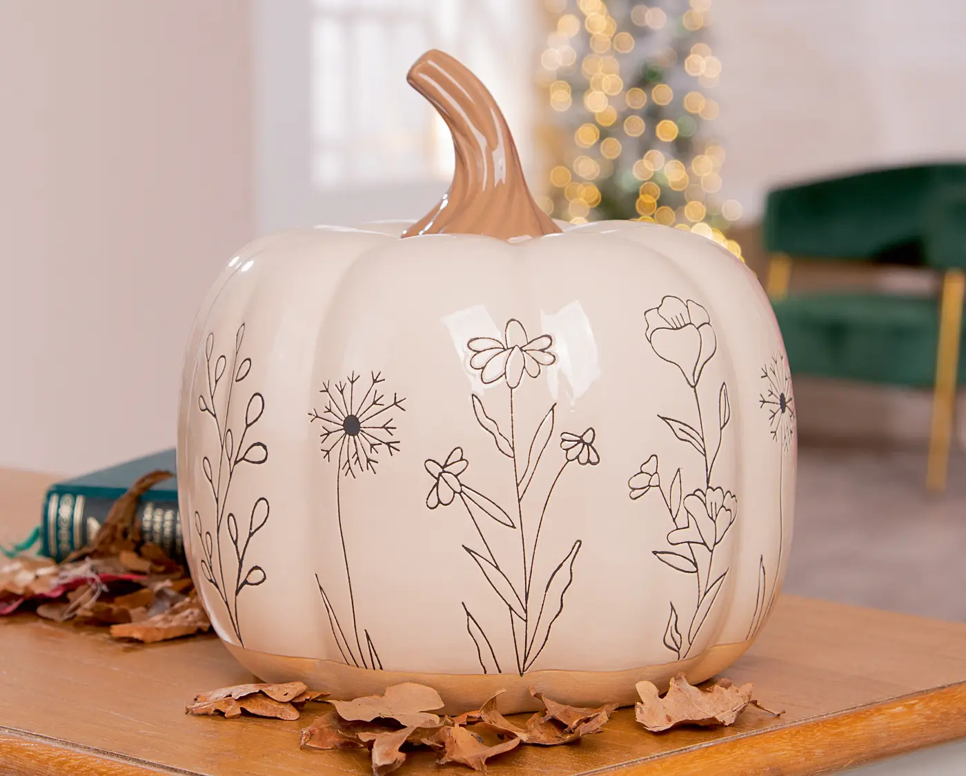 Gilde Handwerk Dekoobjekt Butternut Keramik creme 24 cm