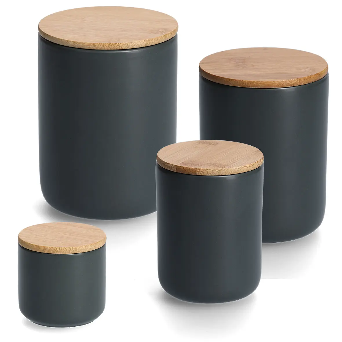 Zeller Vorratsdose m. Bamboodeckel 1150 ml Keramik anthrazit
