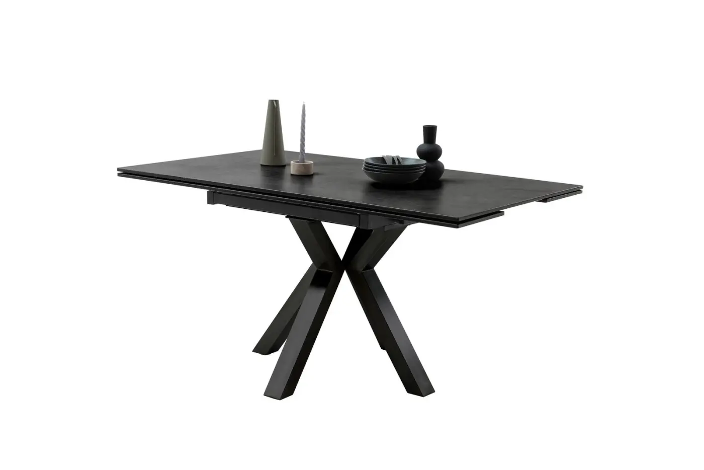 MCA Auszugstisch Pallini mit Längsauszug Keramik anthrazit/schwarz  150 x 76 x 90-150cm