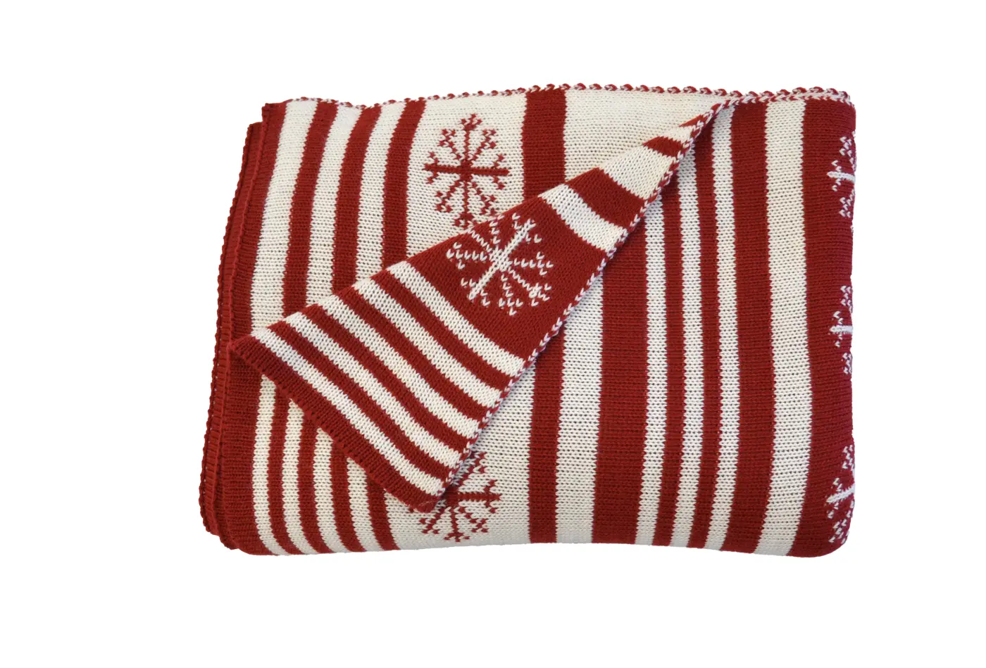 Hahn Weihnachtsdecke rot-beige 130x170cm