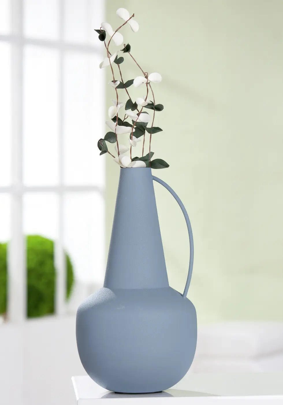 Gilde Vase rund hellblau 27,5 cm Metall