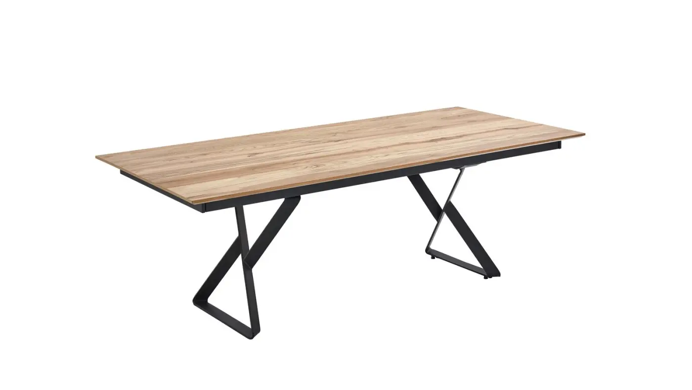 Venjakob Esstisch mit Frontslide  ET352 Puh Eiche rustiko hell furniert/anthrazit matt ca. 220 (320 ) x 100 cm