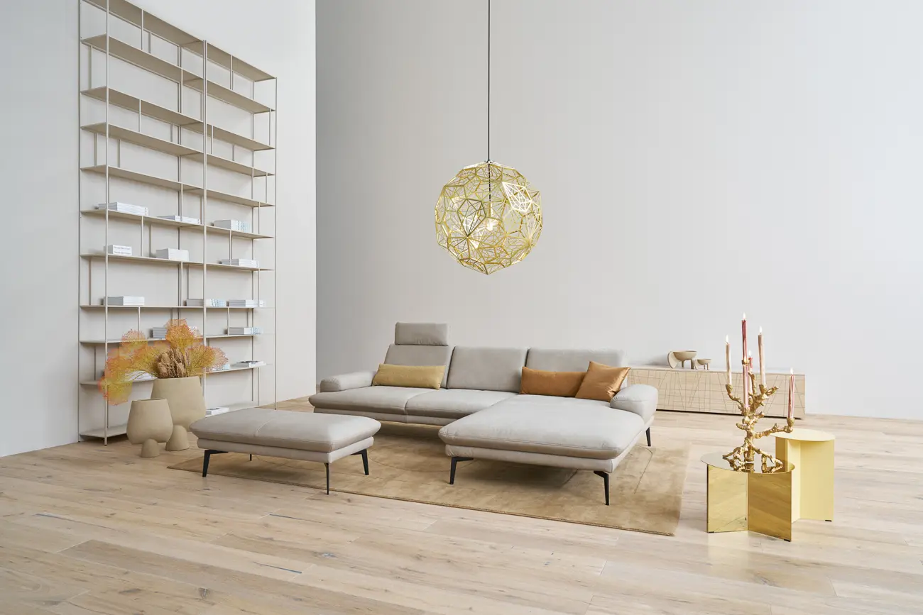 Himolla  Wohnlandschaft Tangram  9455 mit Zubehör Stoff  Caramel ca. 296 x 193 cm