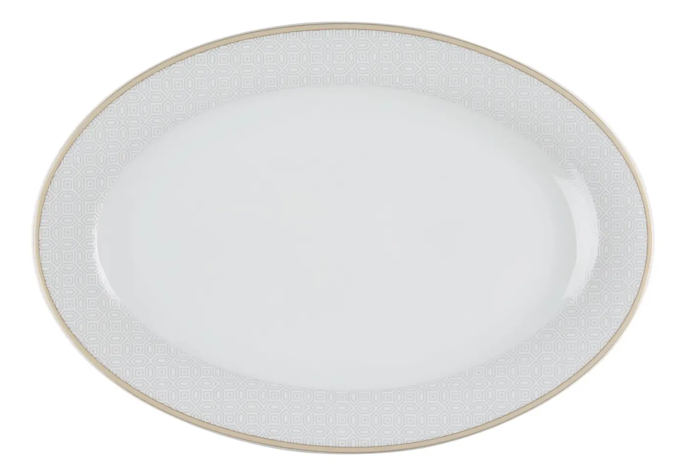 Ritzenhoff & Breker Platte oval Geo weiß mit Muster 32x21cm
