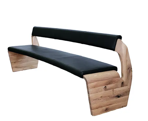 Voglauer Valpin Sitzbank abgerundet Eiche Altholz/Leder schwarz ca. 207 cm Voglauer Valpin Sitzbank abgerundet Eiche Altholz/Leder schwarz ca. 207 cm