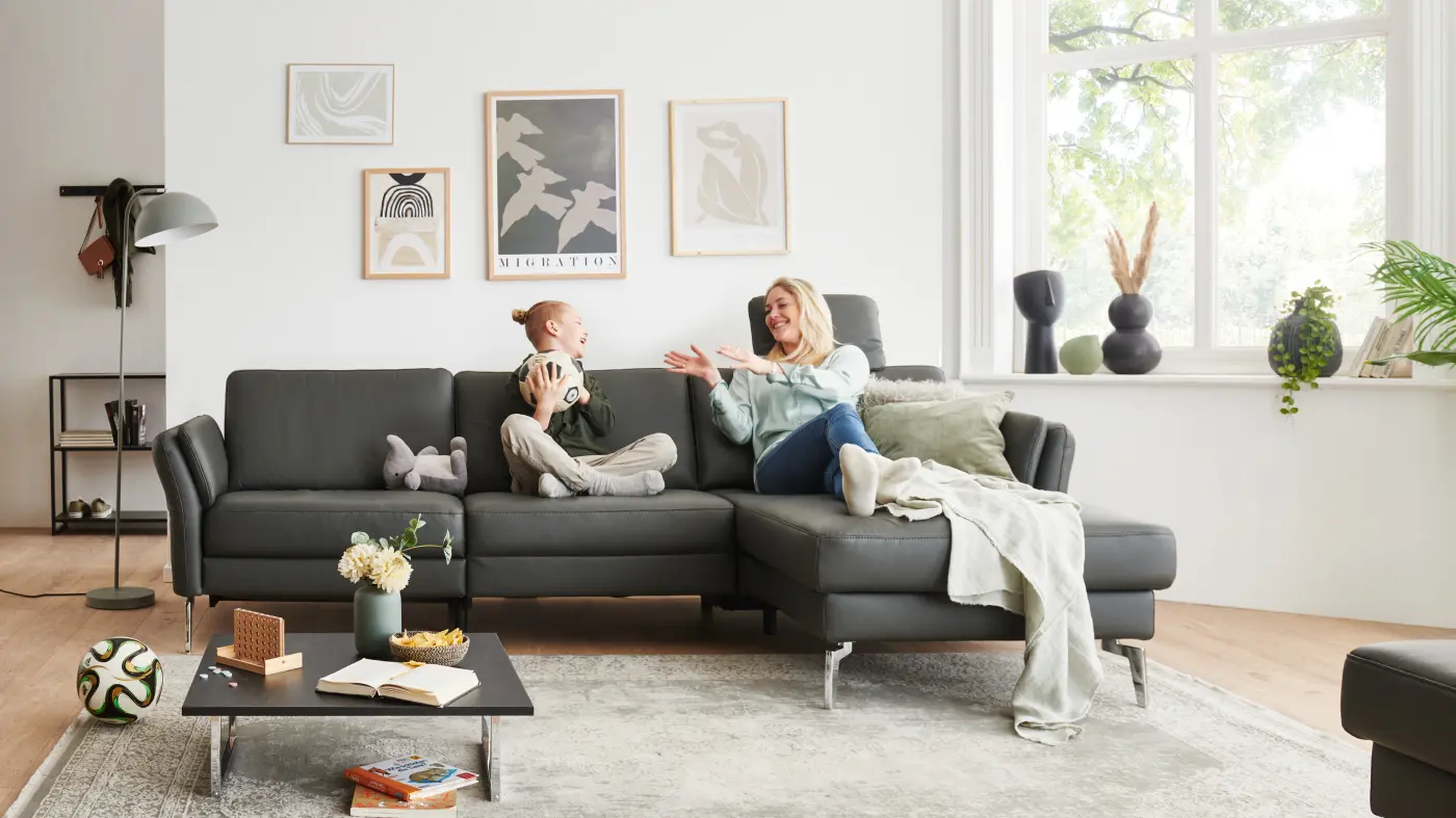 Polinova Polstergruppe  MM-PN1200 mit Funktionen Leder anthrazit ca. 285 x 172 cm