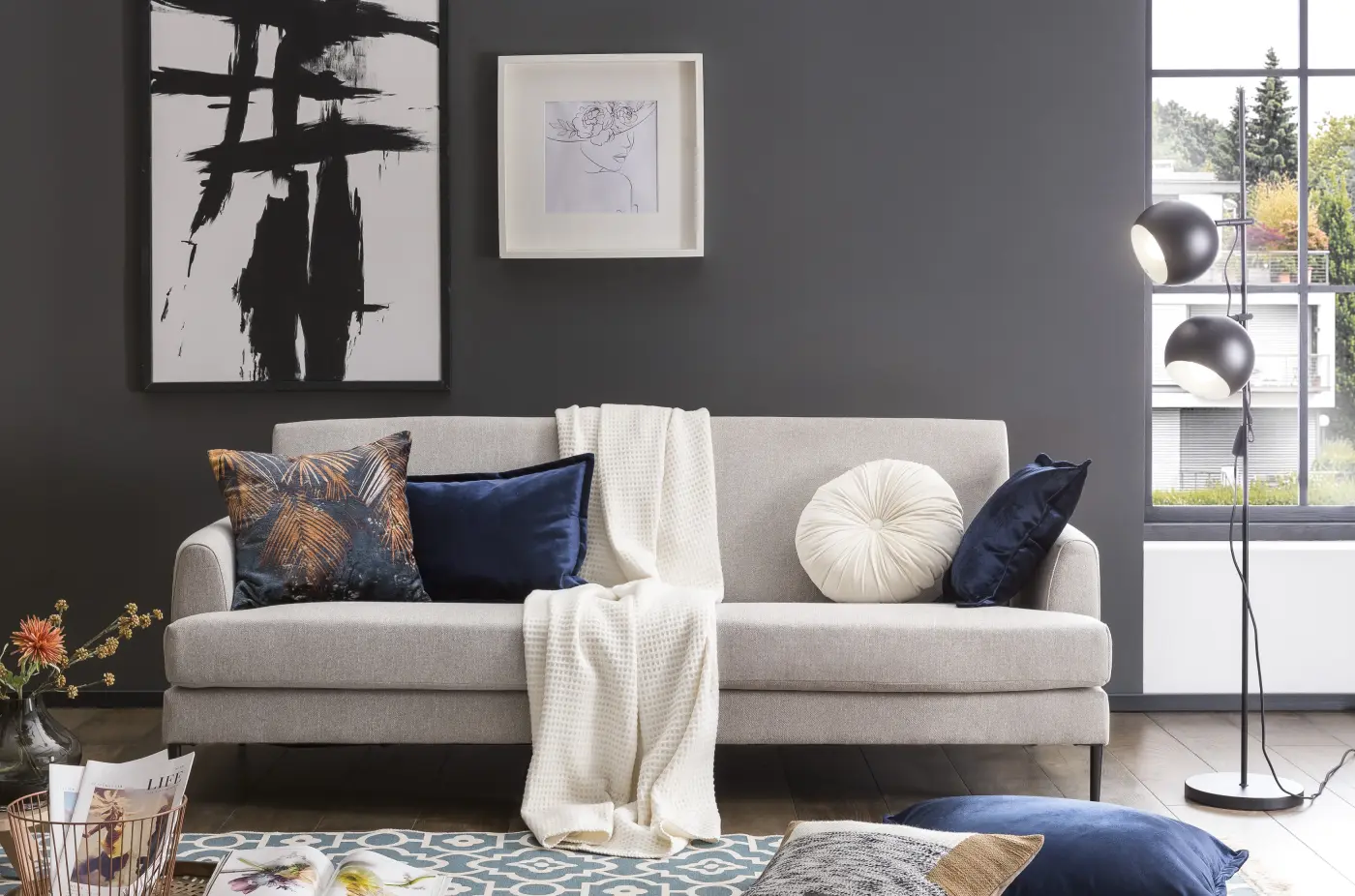 DONE. GLAM Kissenhülle Samt dark blue 40 x 60 cm