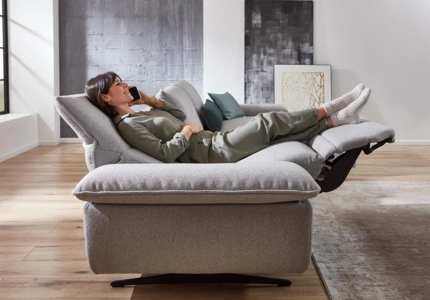 Himolla  Wohnlandschaft Serie Spektra 1488  mit Funktionen Stoff  Q2 grau ca. 344 x 1820 cm