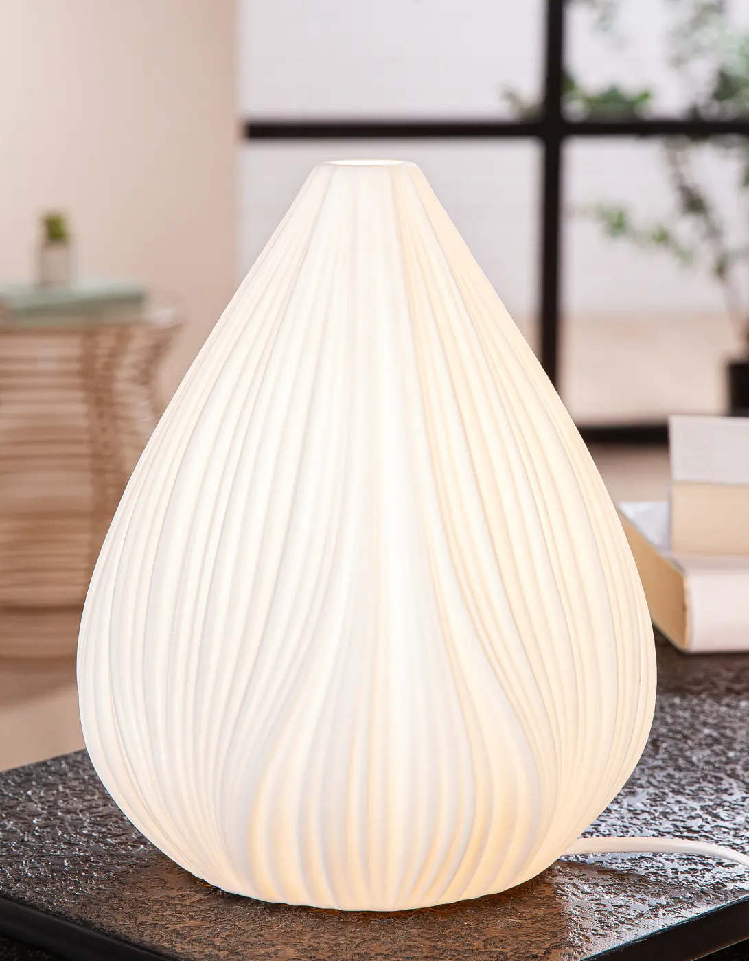 Gilde Tischleuchte Cocoon weiß L 21.5 x B 20.5 x H 26 cm