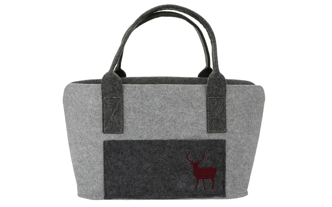 Gilde  Filz Tasche Hirschmotiv mit Seitenfach Hirsch  Grau
