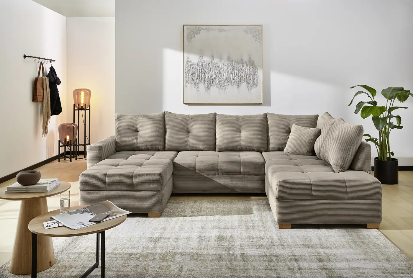 JOB  Wohnlandschaft Abby Cord  taupe  ca. 170x311x200 cm