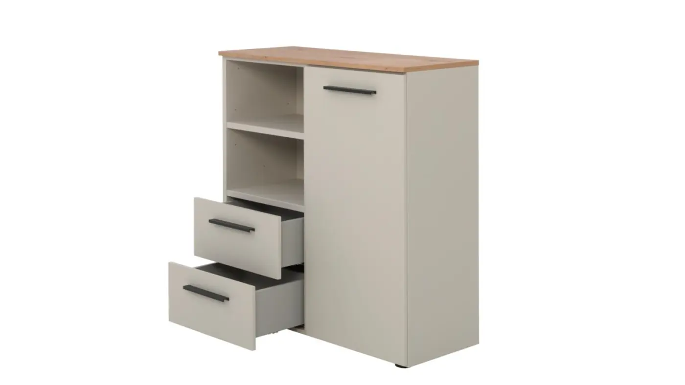 Interliving Kommode Serie 1702 Artisan Eiche / Sandgrau ca. 92 x 97 x 36,5cm(Interliving  Kommode SerieInterliving-1702 Artisan Eiche / Sandgrau)