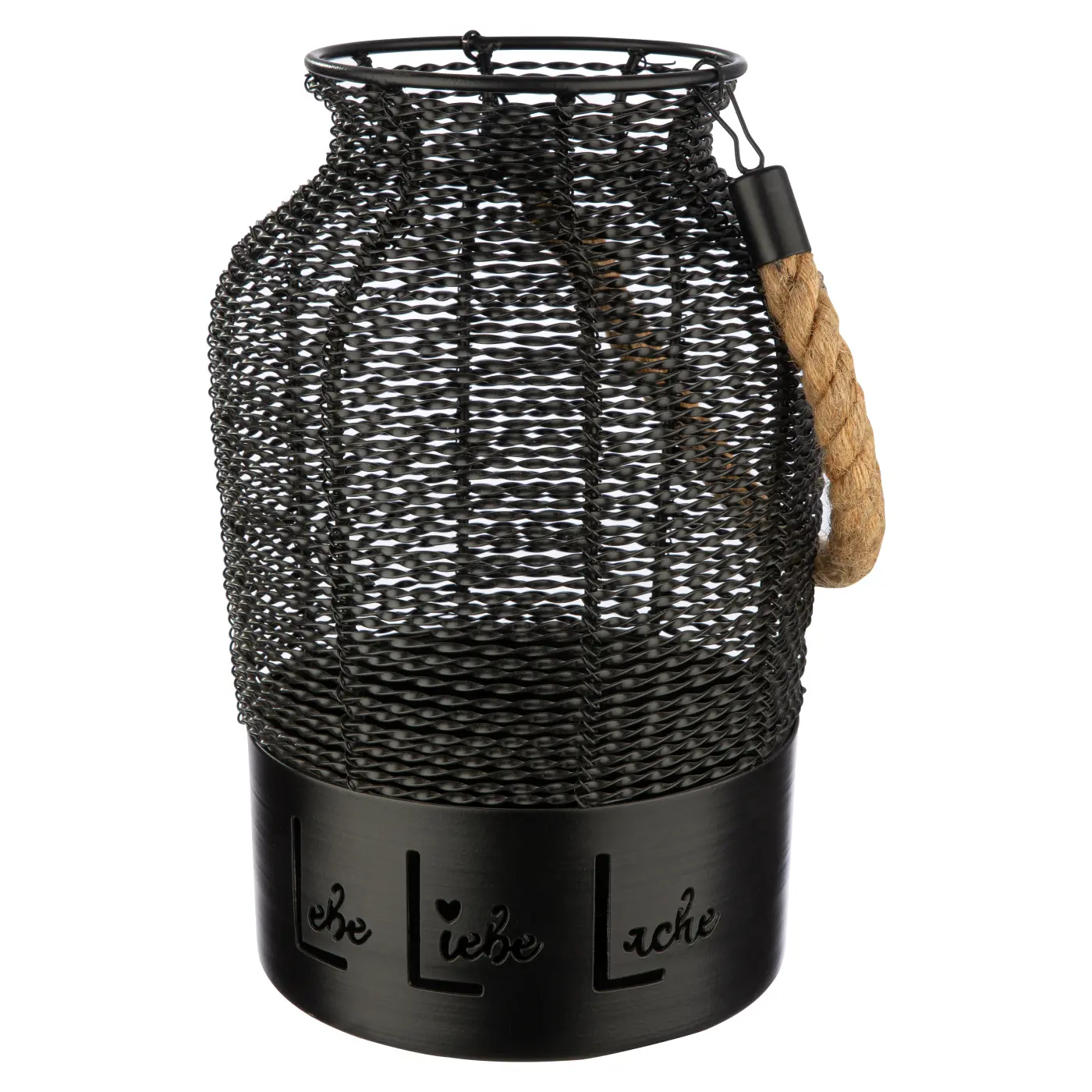 Gilde Handwerk Windlicht "Lebe, Liebe, Lache" Eisen schwarz