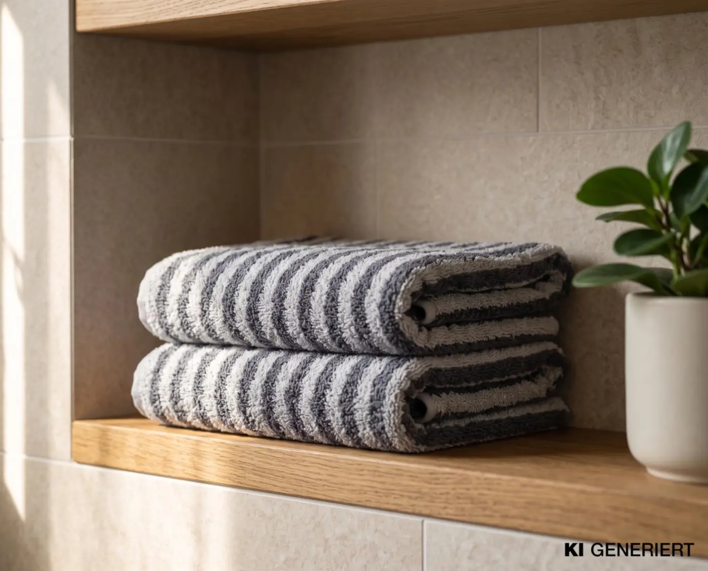 Interliving Handtuch 2er Set Serie 9142 Silver–Anthrazit gestreift  50 x 100 cm