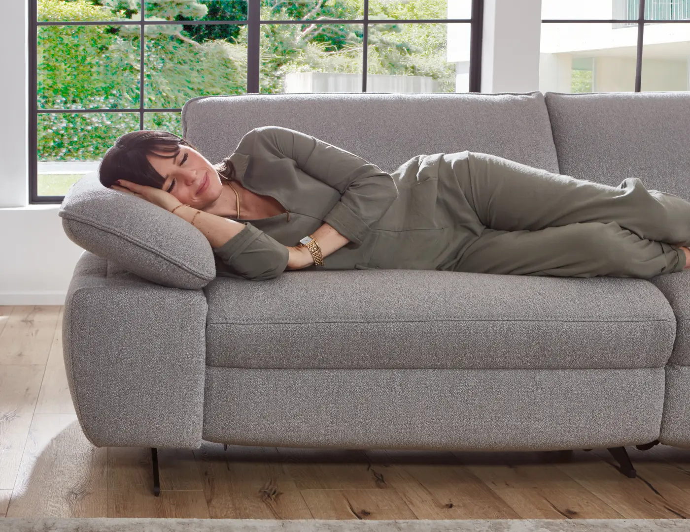 Himolla  Wohnlandschaft Serie Spektra 1488   Stoff  Q2 grau ca. 344 x 1820 cm