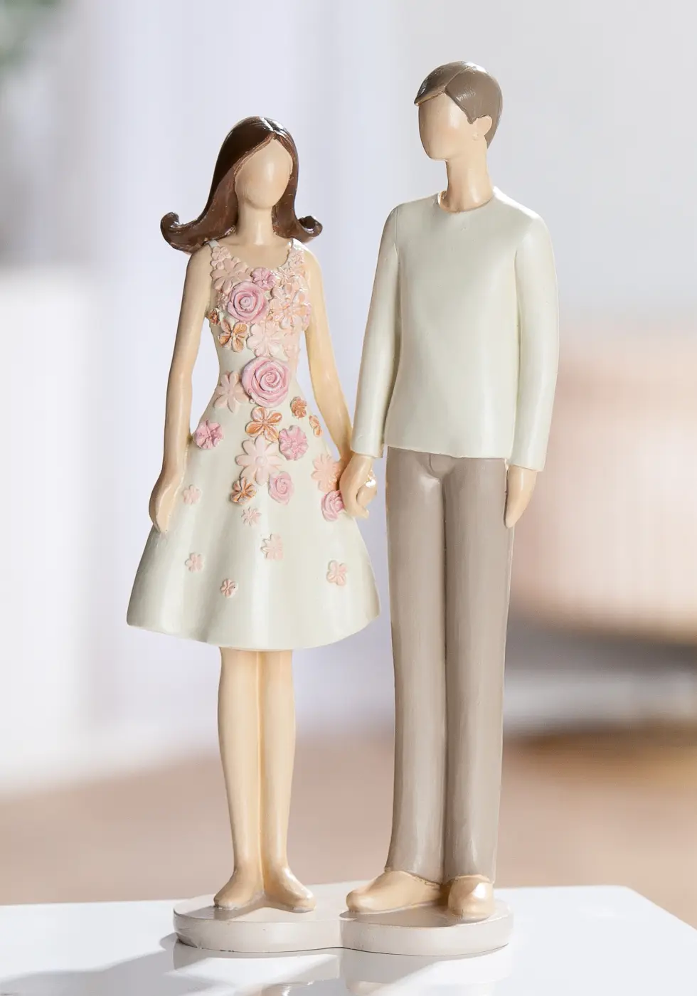Gilde Figur Paar "Floral Love" Kunstharz creme, rosa