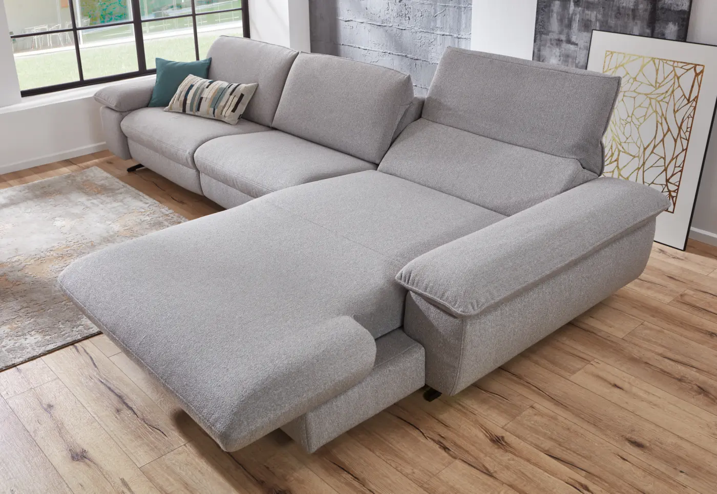 Himolla  Wohnlandschaft Serie Spektra 1488  mit Funktionen Stoff  Q2 grau ca. 344 x 1820 cm