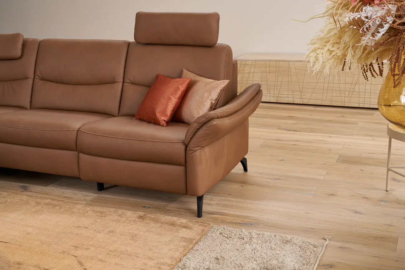 Himolla  Wohnlandschaft 1468 mit Funktion Leder Honig ca. 249 x 279 cm