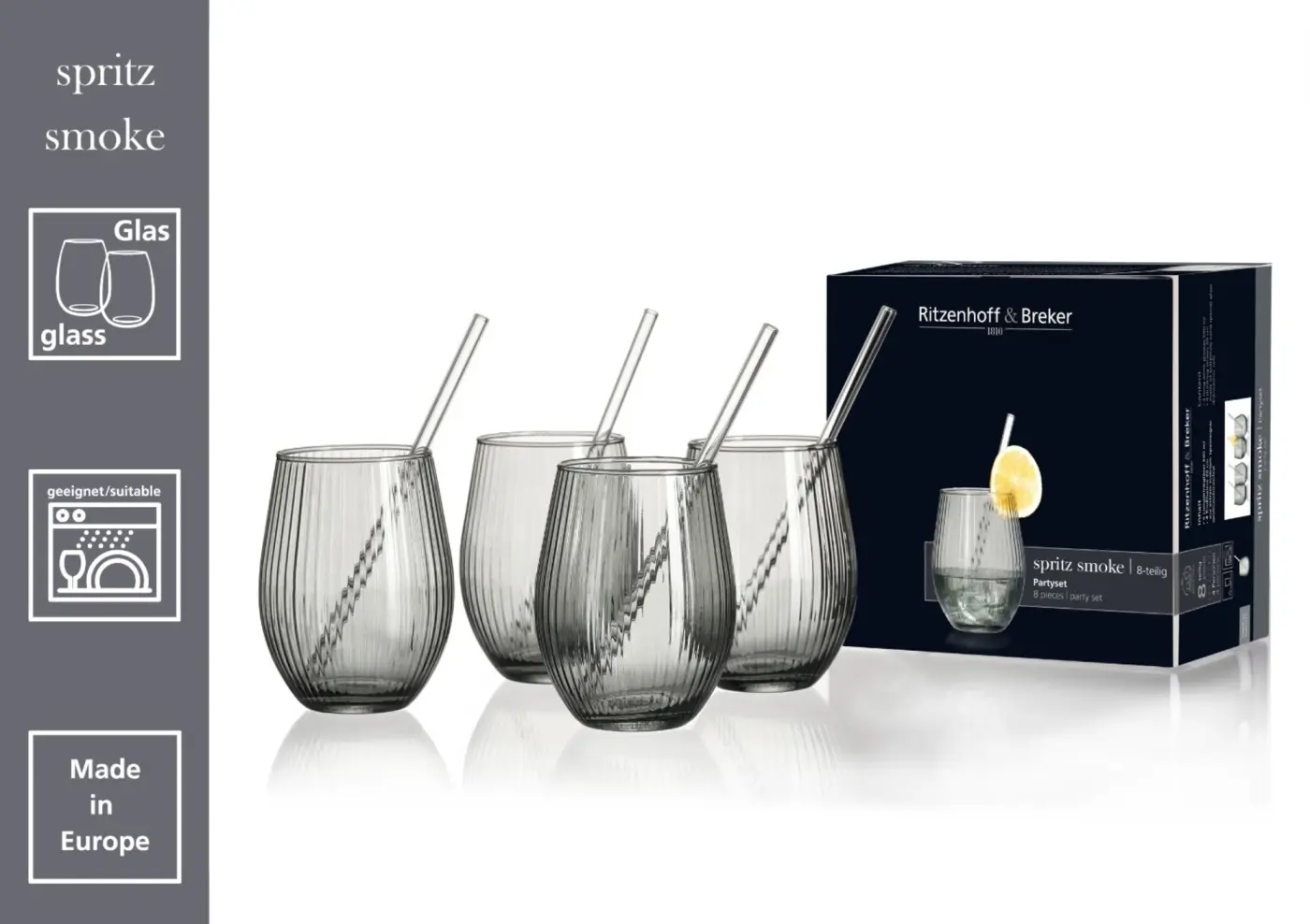 Ritzenhoff & Breker Partyset 8-tlg. Spritz Smoke Grau