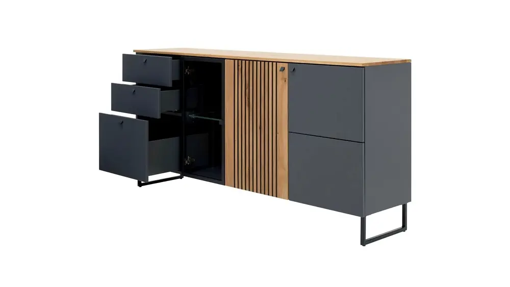Interliving Sideboard Serie 5605 quarzgrau/Charaktereiche ca. 183 x 87 x 42cm Interliving Sideboard Serie 5605 quarzgrau/Charaktereiche ca. 183 x 87 x 42cm