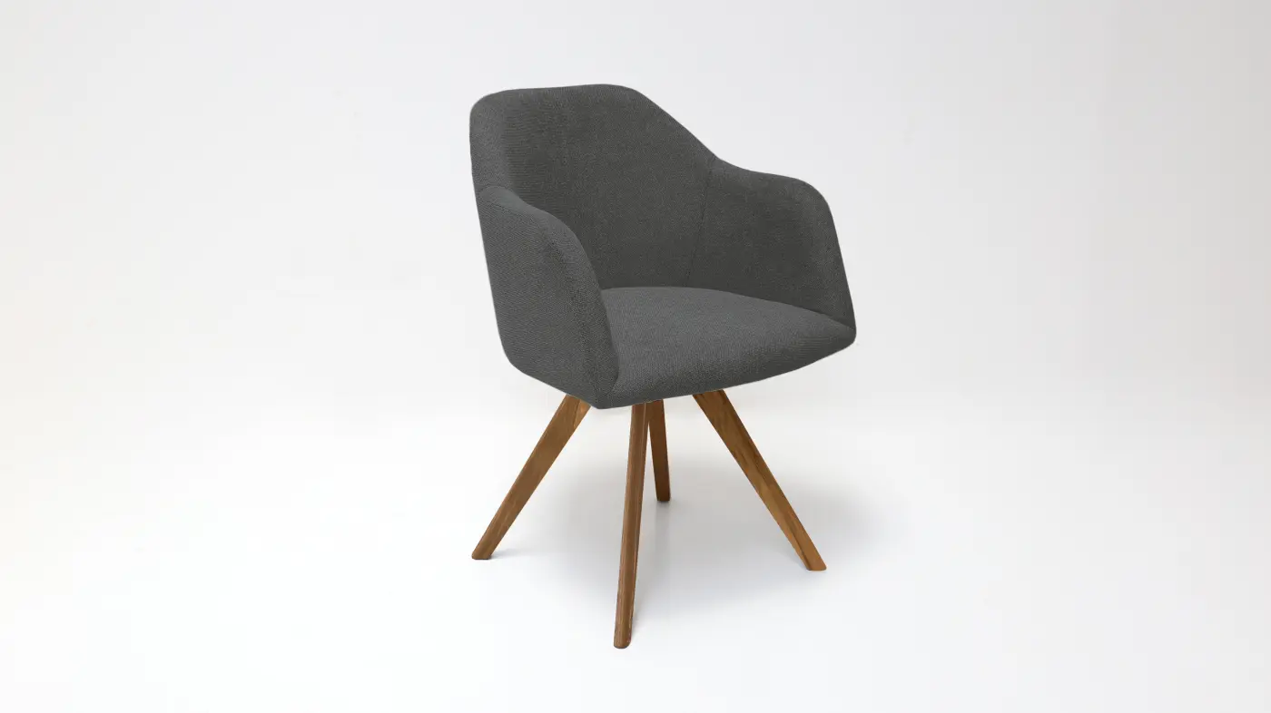 Standard Sessel Gijon anthrazit Drehgestell Eiche natur lackiert 