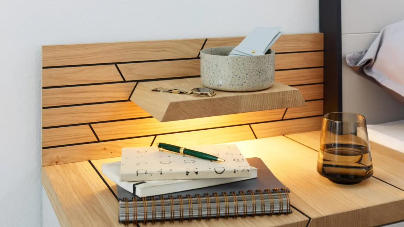 Interliving Komplett Schlafzimmer mit Zubehör Serie 1030 lichtgrau Akzent Casa Wildeiche 
