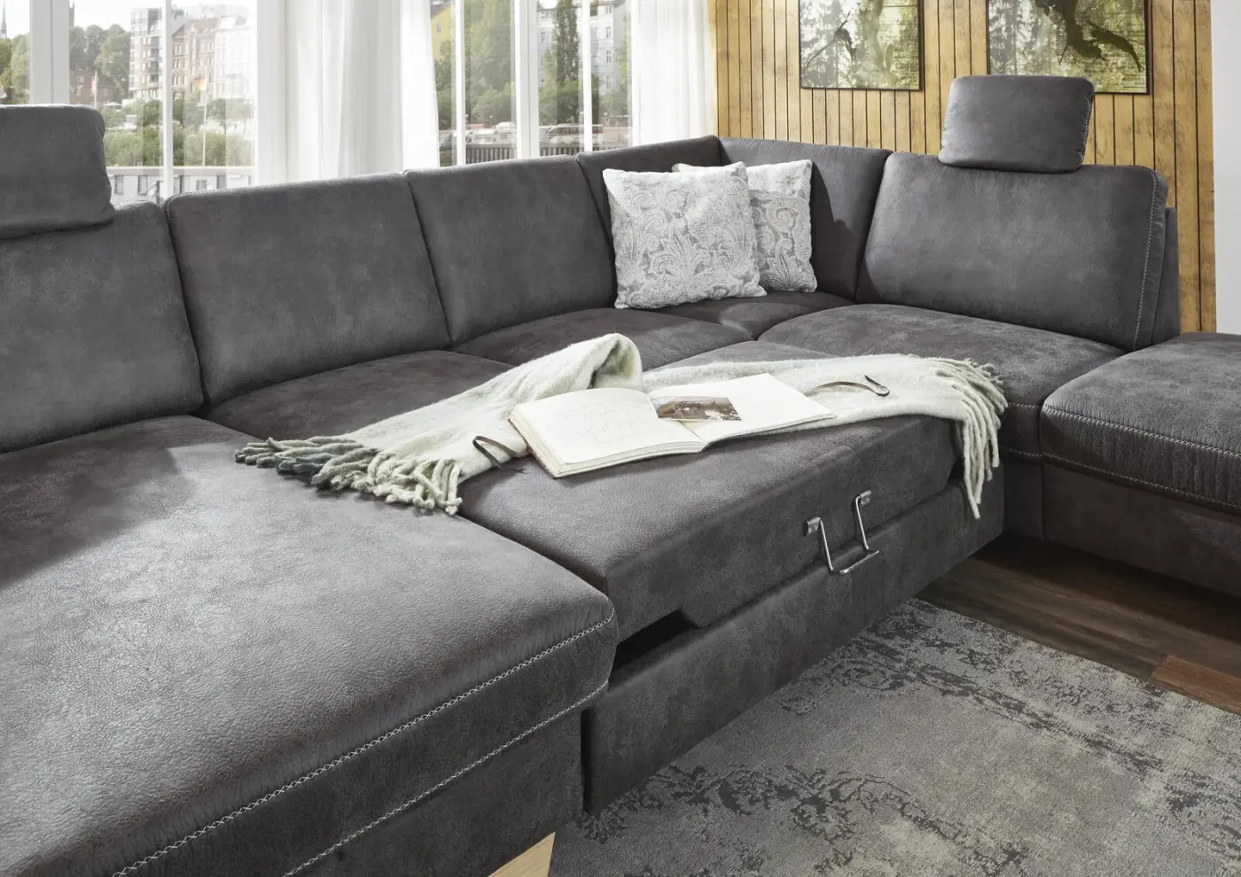 Zehdenick  Polstergruppe mit Funktion MM-ZE1037 Taurus grau ca. 167 x 313 x 235 cm