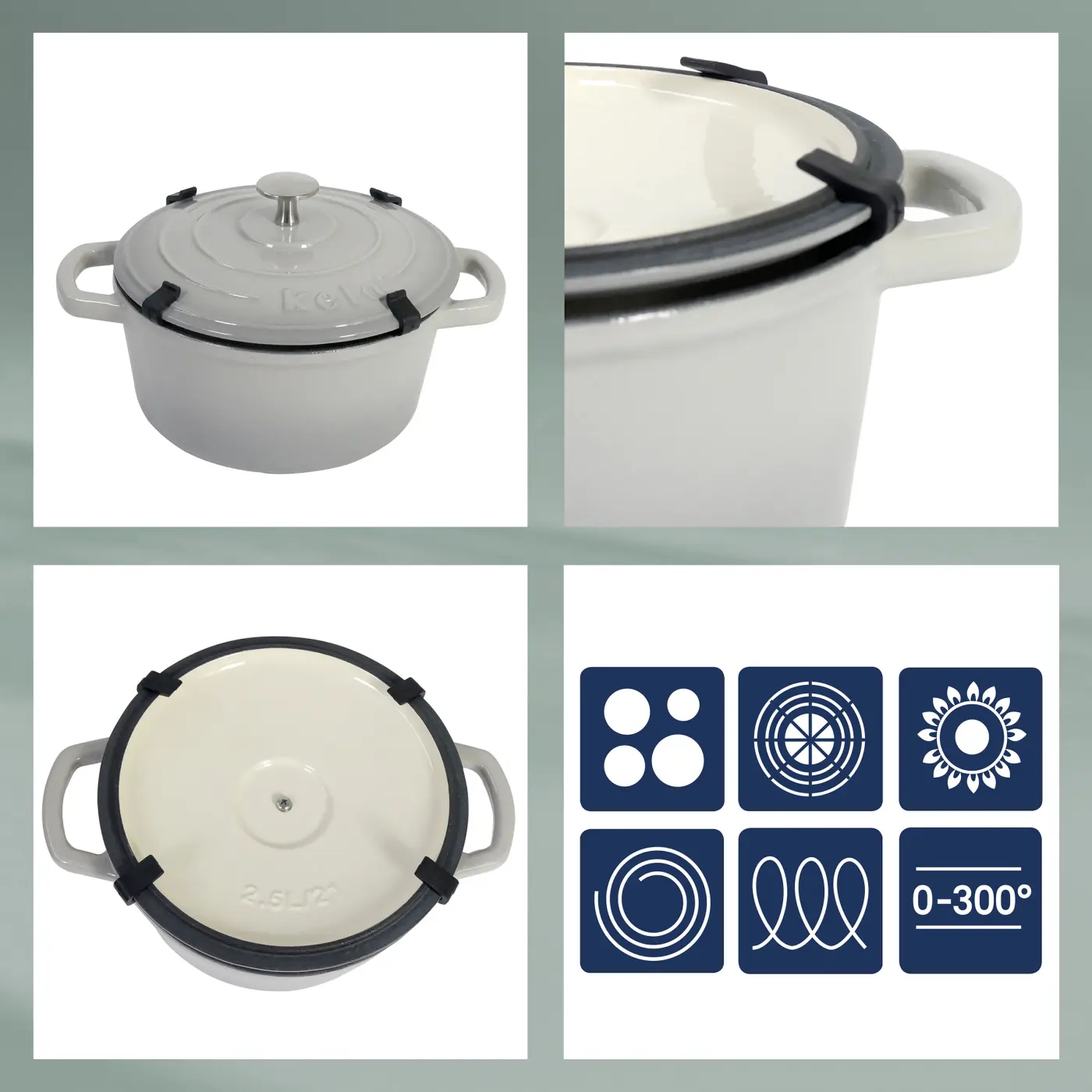 Kela Bräter Calido Gusseisen schwarz Rund 7cm 28cmØ 3,2l