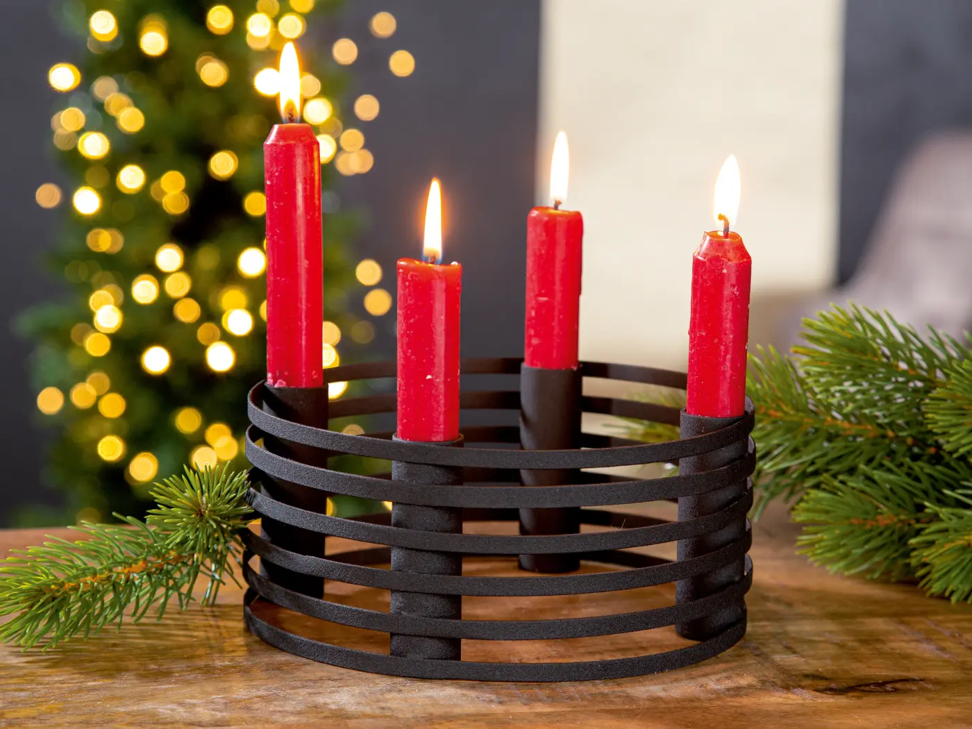 Gilde Adventsleuchter rund "Cleo" Metall schwarz