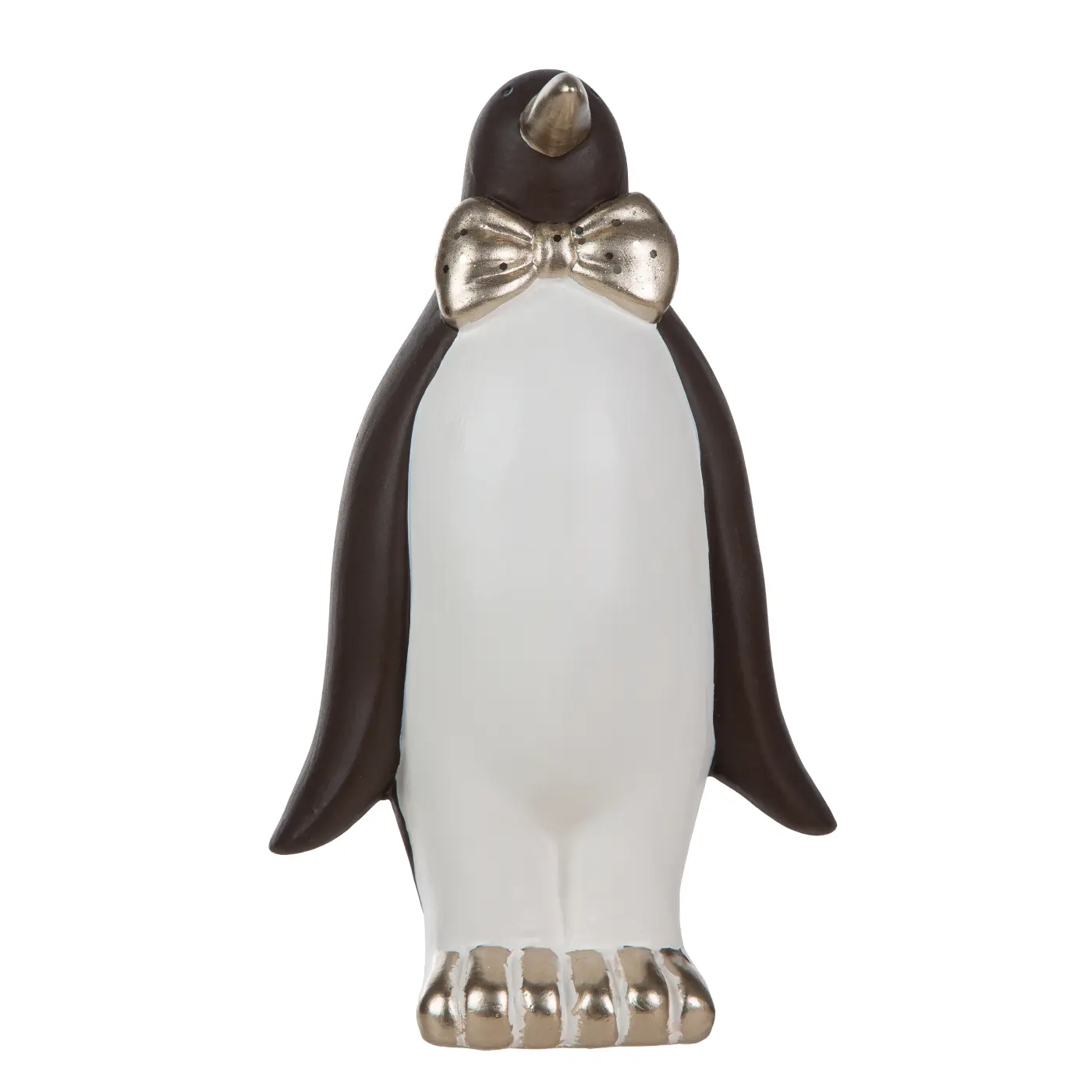Gilde Handwerk Deko-Pinguin Ecosol Keramik braun/weiß 19 cm