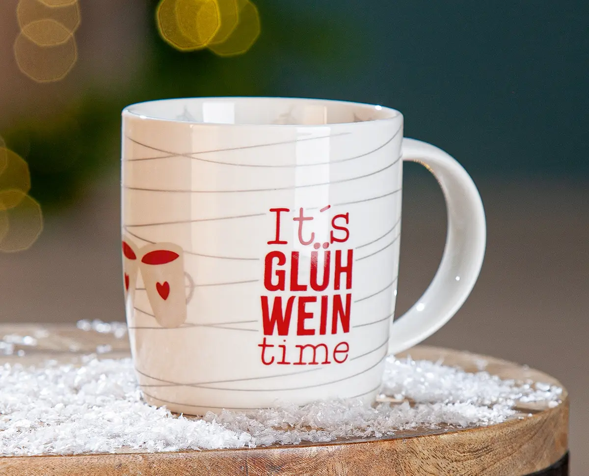 Gilde Handwerk Becher Glühwein Porzellan weiß 9 cm