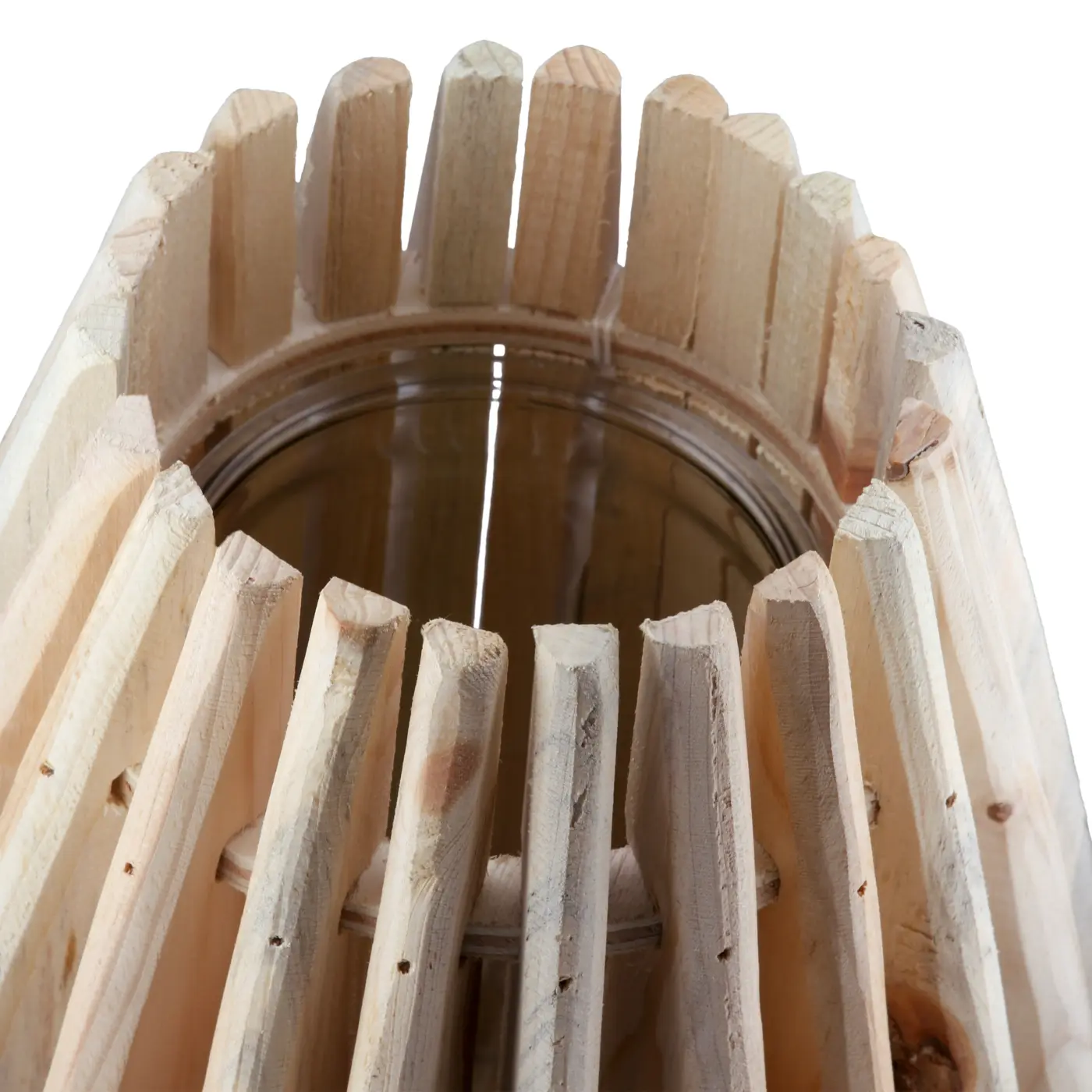 Gilde Handwerk Windlicht mit Glaseinsatz  Koivu Holz natur 19 cm