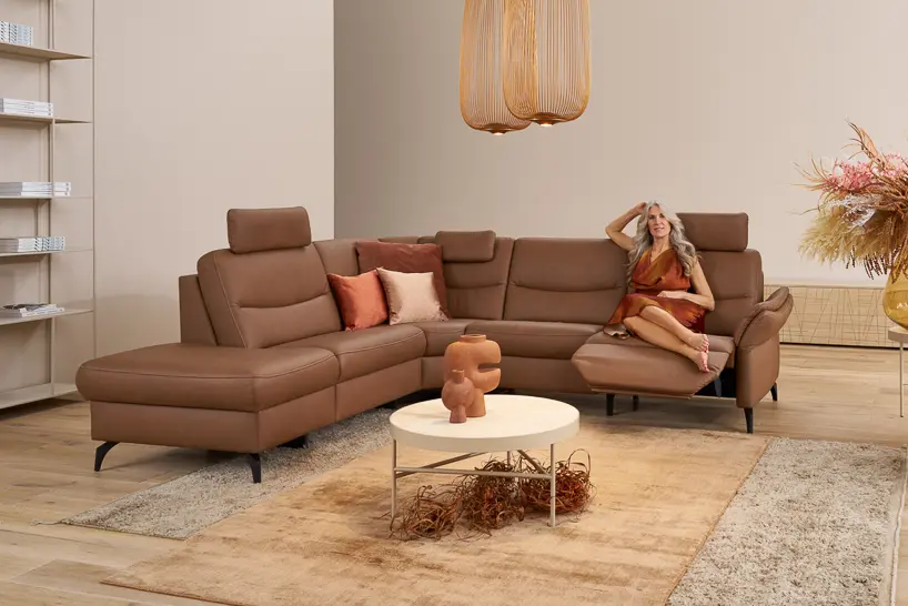 Himolla  Wohnlandschaft 1468 mit Funktion Leder Honig ca. 249 x 279 cm