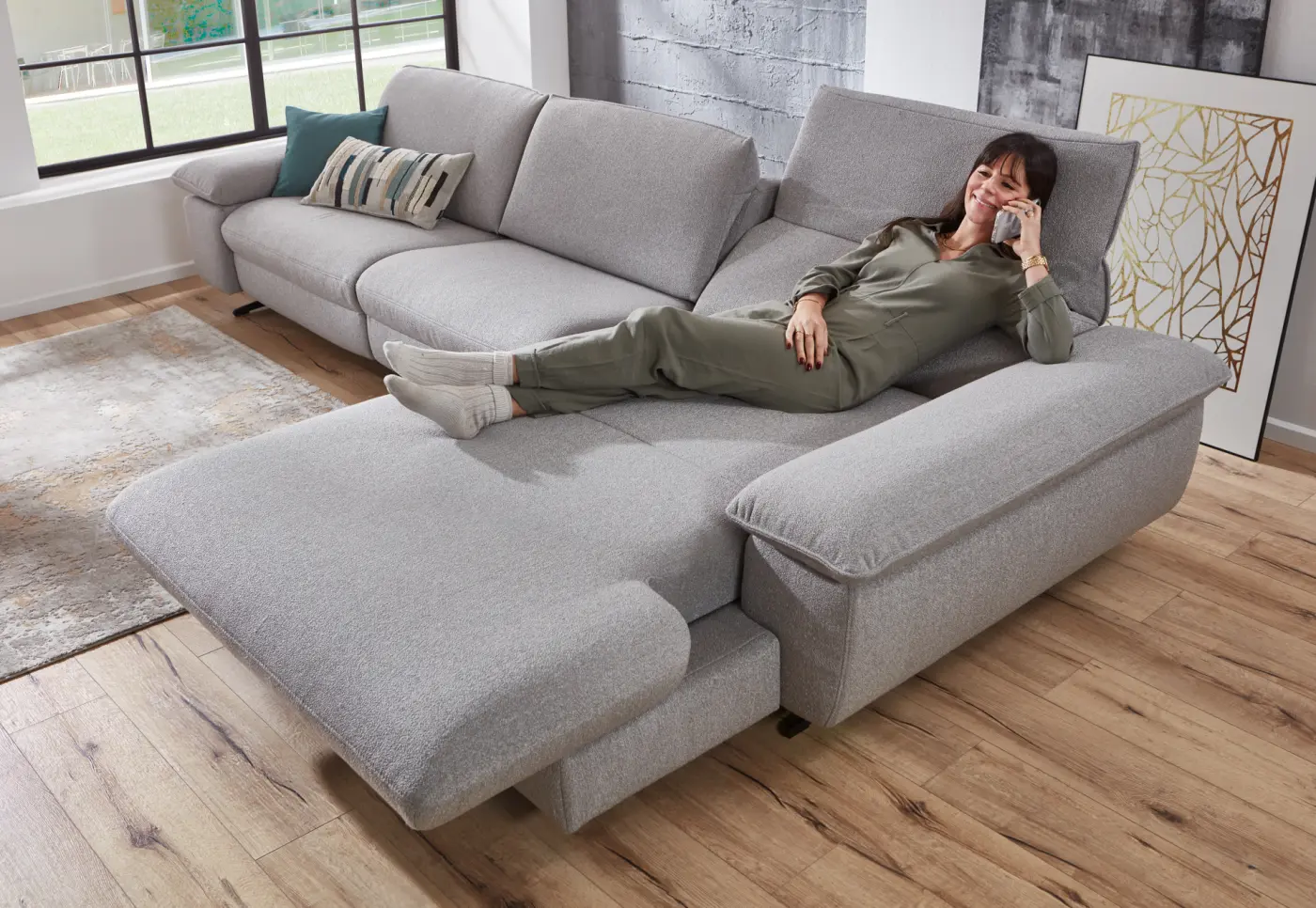 Himolla  Wohnlandschaft Serie Spektra 1488   Stoff  Q2 grau ca. 344 x 1820 cm