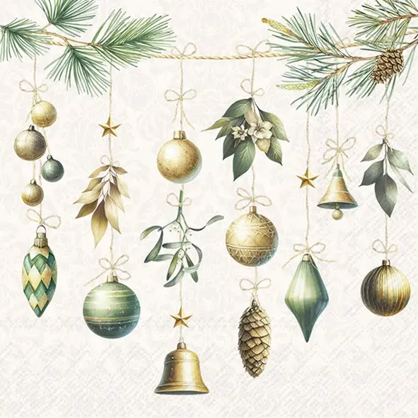 Ihr Cocktail-Servietten CHRISTMAS DECORATIONS cream 25X25 cm