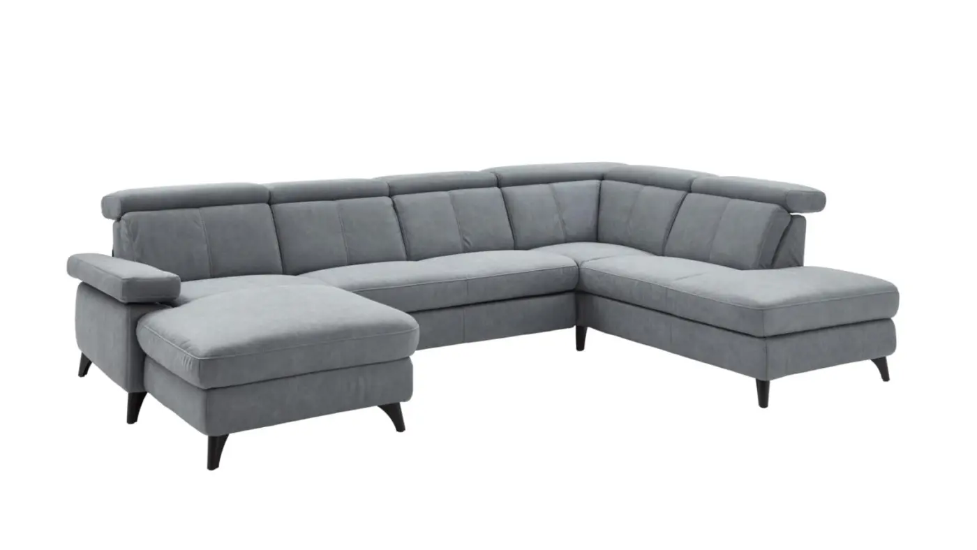 Polsteria Wohnlandschaft mit Funktionen  Relaxa 10.0 PSG blaugrau ca. 176 x 325 x 228 cm