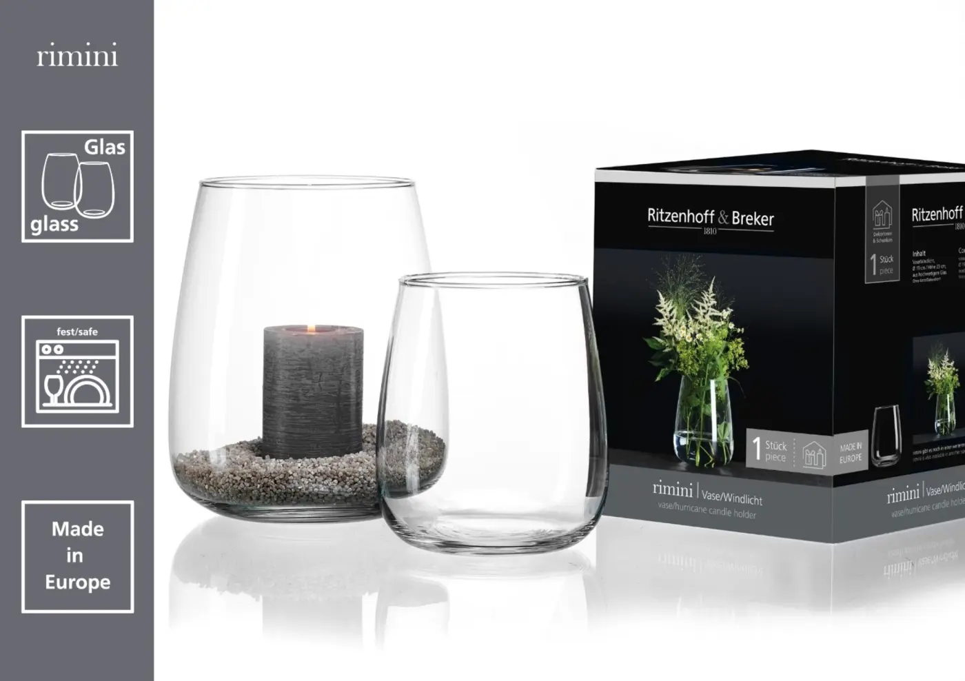 Ritzenhoff & Breker Vase/Windlicht Rimini Transparent H / B / T ca. 24 x 20 x 20 cm