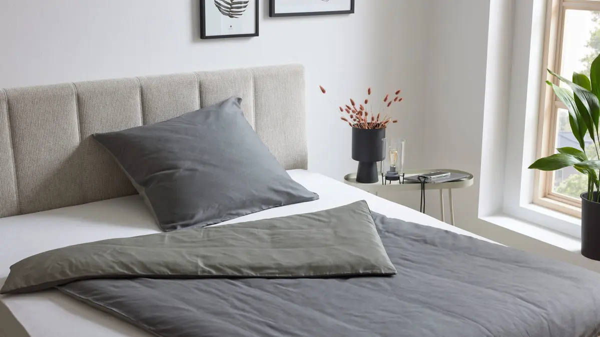 Interliving Baumwollsatin Bettwäsche Serie 9128 135 x 200 cm  grau