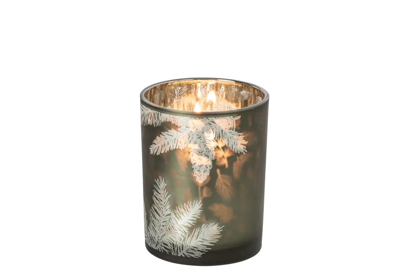 Jolipa Windlicht Kiefer Glas Dnklgr m  10x10x12,5cm