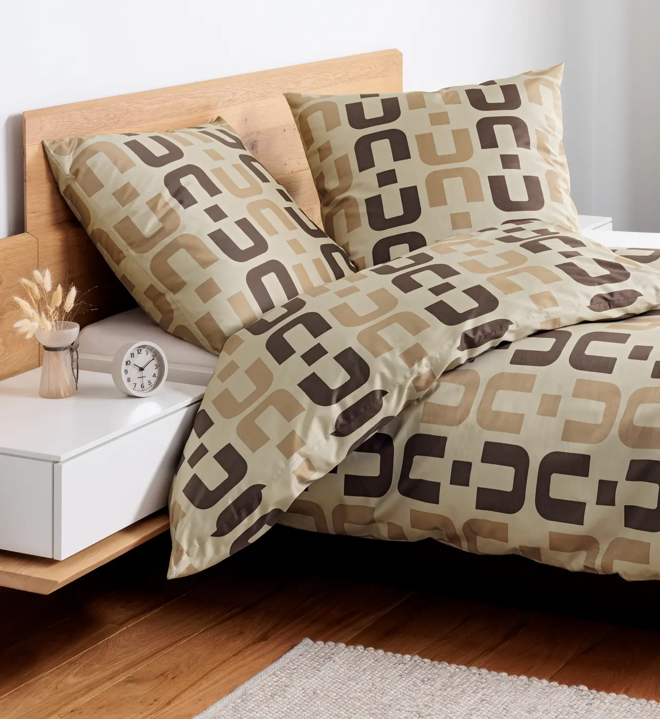 Janine Garnitur Mako-Satin  beige sand 135x200,80x80 cm