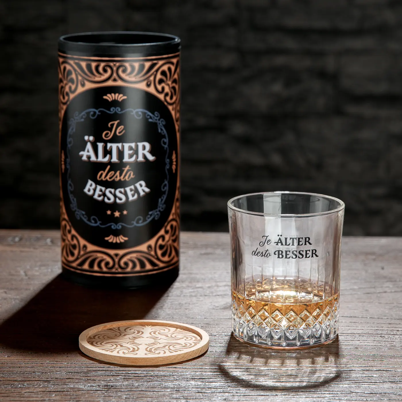 Gilde Set Whiskeyglas Je älter desto besser klar H 9.7 x Ø 8.5 cm